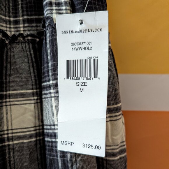 Ralph Lauren Black White Plaid Tiered Patchwork Maxi Skirt Cabincore Western M - Picture 9 of 9